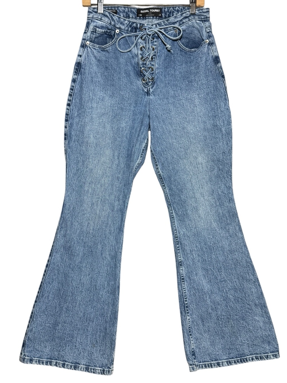 Social Tourist Jeans Ultra High Rise Size 30 Lace-Up Flare Wide Leg Y2K